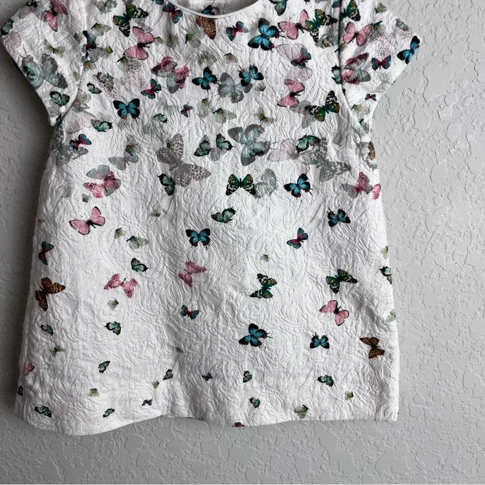 Zara Baby Girl Dress Mini Top Butterfly Print Pink Blue White Kids - Picture 4 of 9